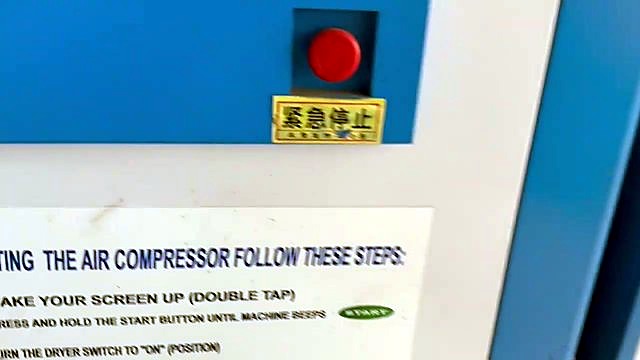 E-stop + AM.CO.ZA start/dryer-switch sticker (SKU ask)