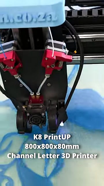 am.co.za K8 carriage + dual red extruders printing blue letter path (SKU ask)