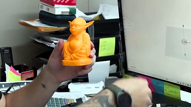 Finished orange Yoda sample print (SKU ask)