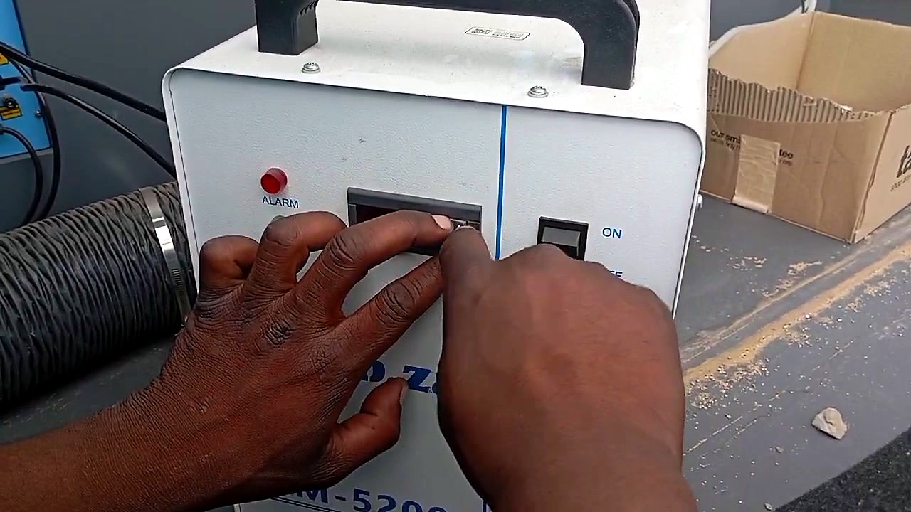 am.co.za INDUSTRIAL chiller panel — hands enter menu (SKU ask)