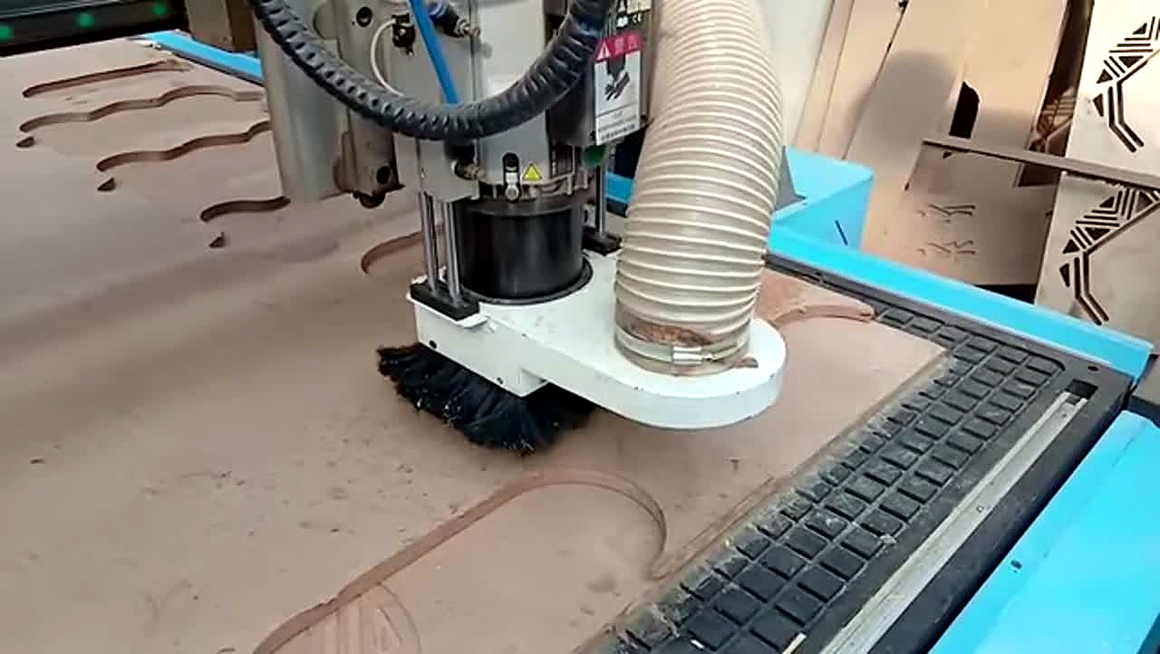 R-2030K/90L ATC CNC cutting Supawood MDF 16mm (text/shape) on MDF spoilboard