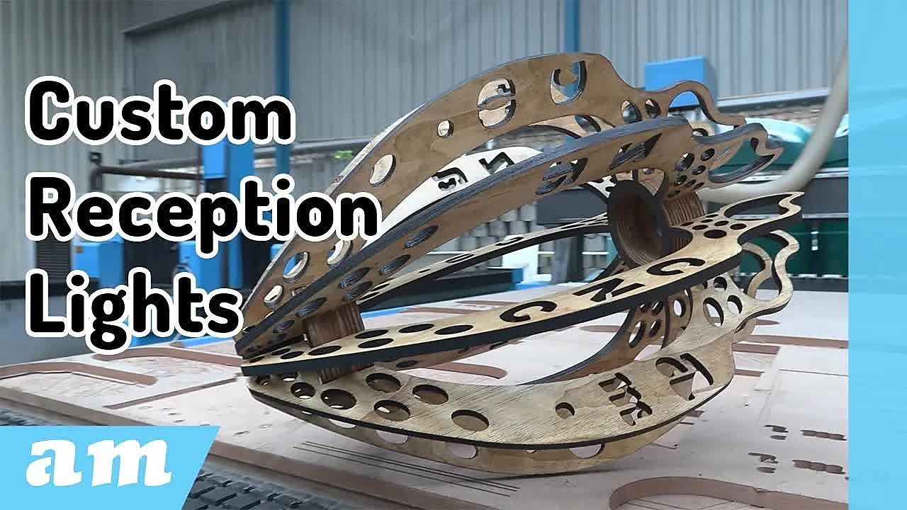 Custom reception light fixture on CNC bed thumb