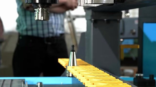 Yellow-fork linear ATC magazine + tool holder (SKU ask)