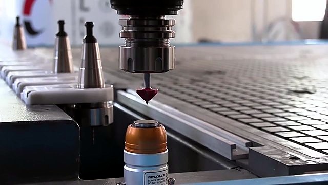 Tool-length probe beside linear ATC rack (SKU ask)