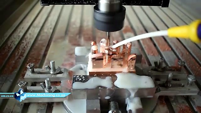 Yellow/blue coolant nozzle into cut zone (SKU ask)