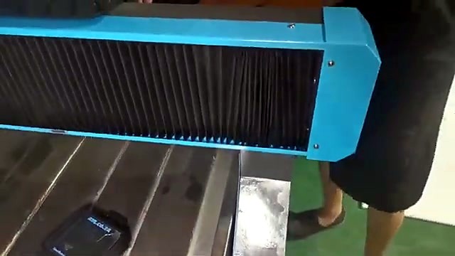 Blue gantry over slotted T-track table (SKU ask)