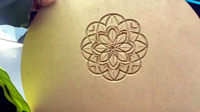 Near-finished mandala carved in circular MDF (SKU ask)