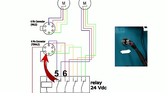 6-pin connector to 24Vdc relay wiring diagram (SKU ask)