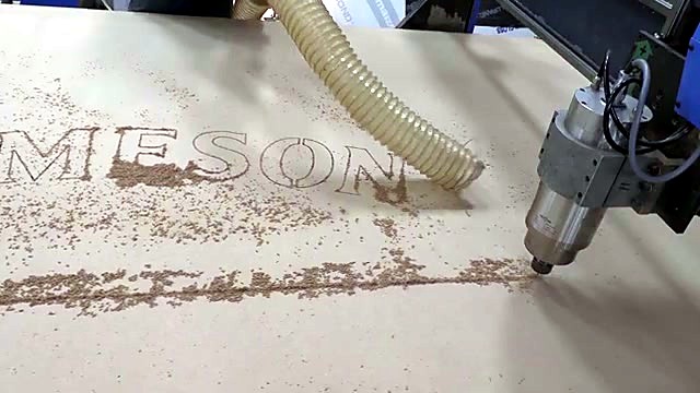 JAMESON letters mid-carve with dust hose (SKU ask)