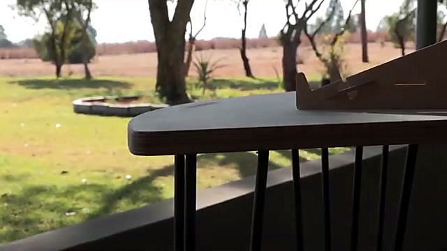 Finished triangular hairpin-leg pizza table outdoor (SKU ask)