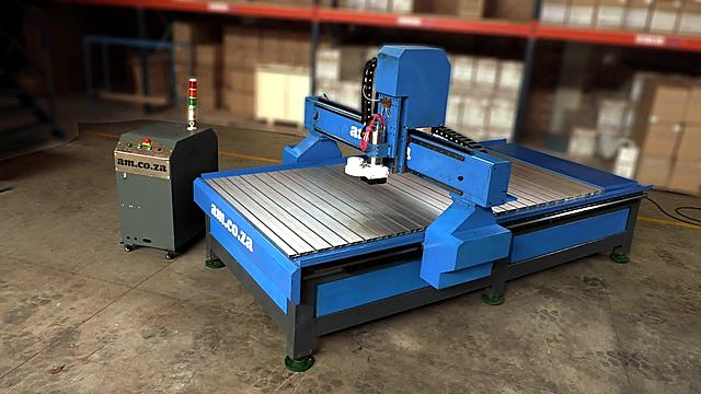 Blue T-slot bed + control cabinet overview (SKU ask)