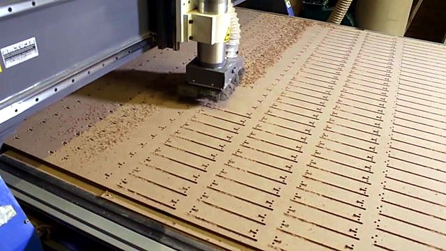 Spindle cutting wood on T-slot bed (SKU ask)