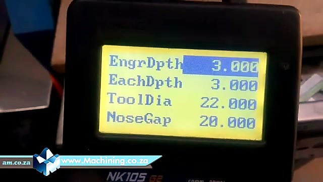NK105 EngrDpth/EachDpth + ToolDia 22.000 screen (SKU ask)
