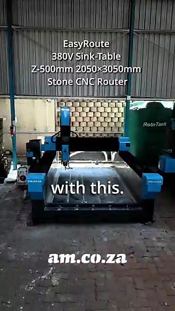 EasyRoute 380V sink-table Z-500mm 2050x3050mm stone CNC router in the AM.CO.ZA workshop