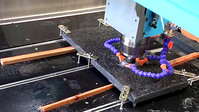 Spindle cutting stone with dual purple coolant hoses (SKU ask)