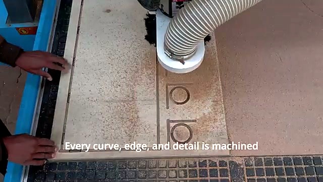 Engraving on vacuum grid bed; hands steady panel (SKU ask)