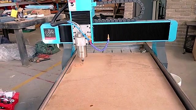 Cyan DIY gantry over blank MDF (SKU ask)
