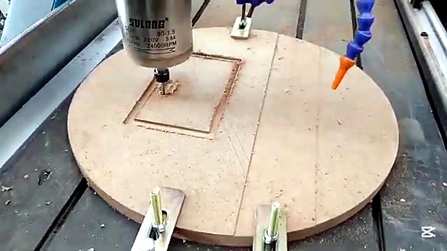 T-slot clamps + outline carve on circular blank (SKU ask)