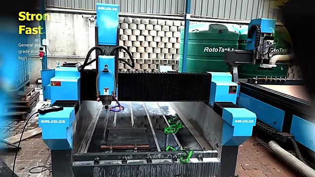 Blue stone CNC router in the AM.CO.ZA workshop
