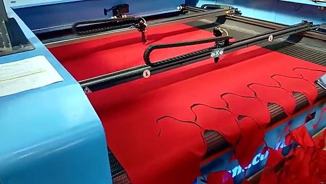 Red fabric scallop cut densify (SKU ask)