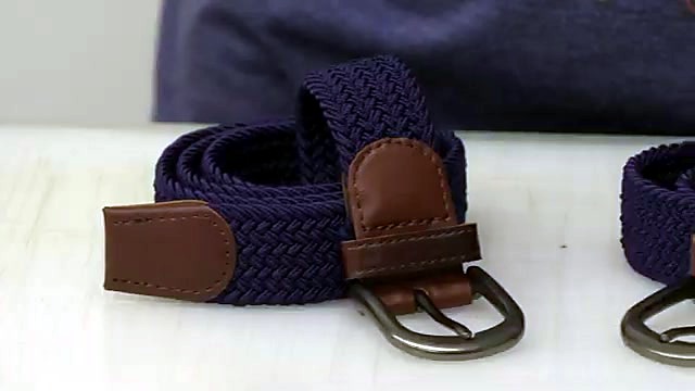 Navy braided belt leather end prep (SKU ask)