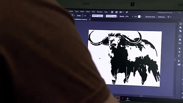 Cape buffalo vector design on screen (SKU ask)