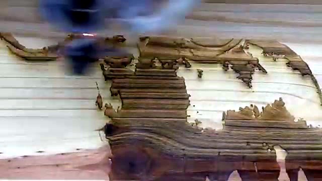 Bright laser contact point on pine (SKU ask)