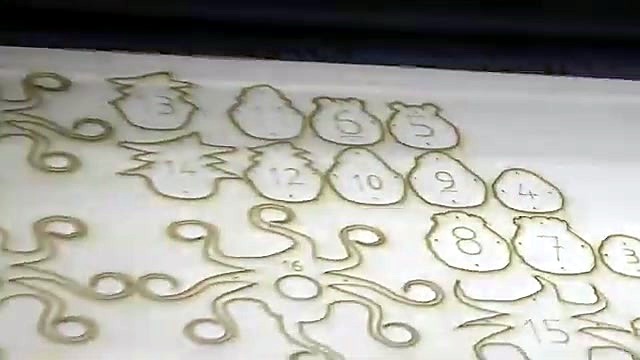Completed numbered cut parts on sheet (SKU ask)