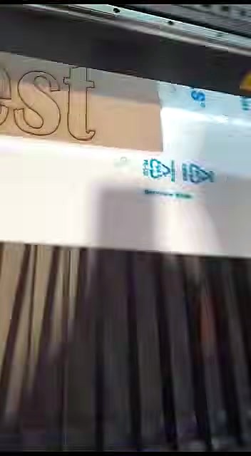 Letters cut on knife-slat laser bed (SKU ask; title said blade)