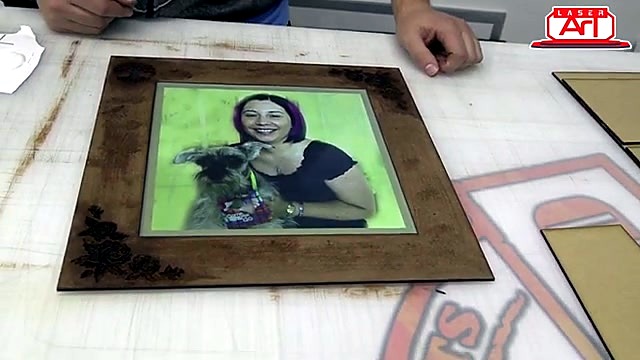Finished standing frame woman+dog photo (SKU ask)
