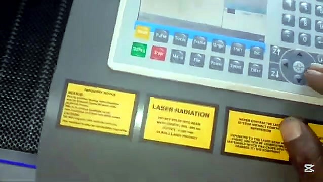 Ruida-style panel + LASER RADIATION labels (SKU ask)
