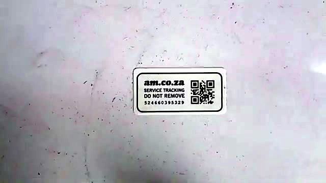 am.co.za SERVICE TRACKING sticker + QR (SKU ask)