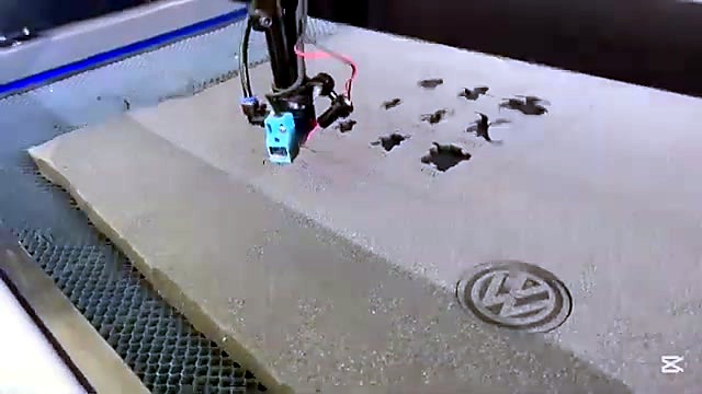 Blue nozzle near VW logo foam cutout (SKU ask)