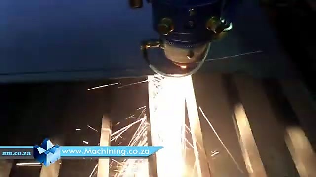 Blue laser head sparks cutting mild steel (SKU ask)