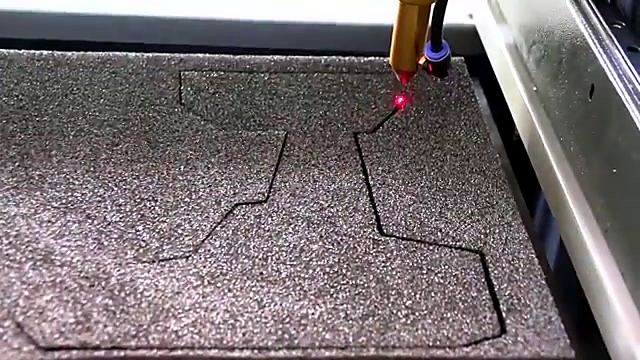 Top-down foam drill-outline cut in progress (SKU ask)