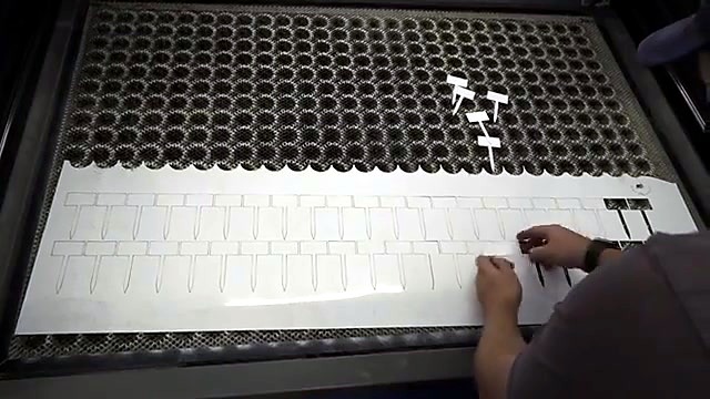 Hands weeding finished white ABS plant label (SKU ask)