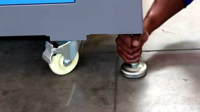 White caster + leveling foot close (SKU ask)