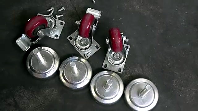 Red casters + metal leveling feet kit (SKU ask)