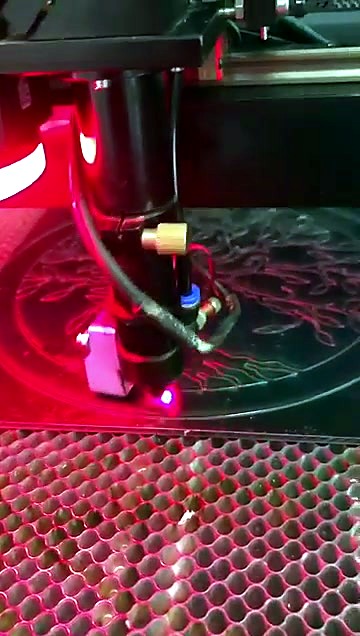 Close-up active laser spark on tree lines (SKU ask)