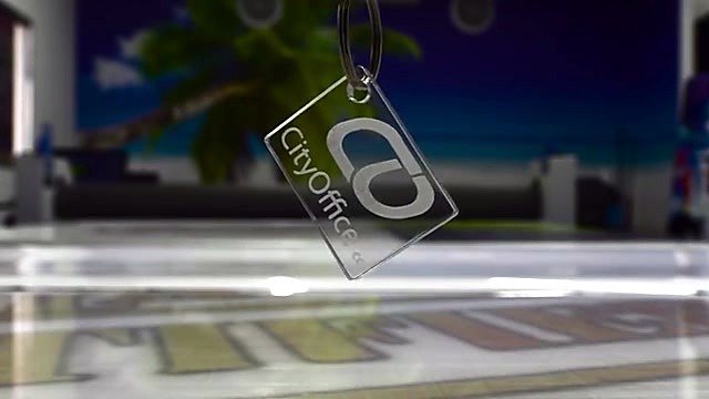 Finished CityOffice.cc clear key tag on metal ring (SKU ask)