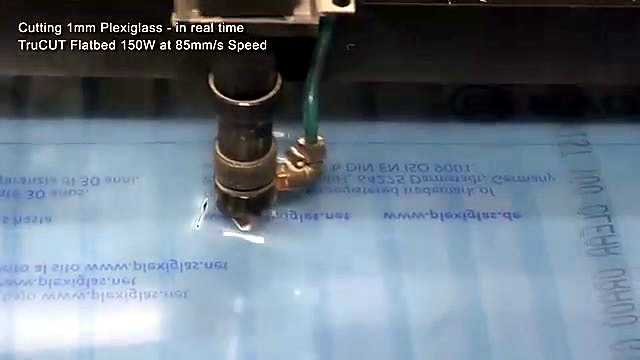 CLEAR TruCUT Flatbed 150W overlay cutting 1mm Plexiglas (SKU ask)