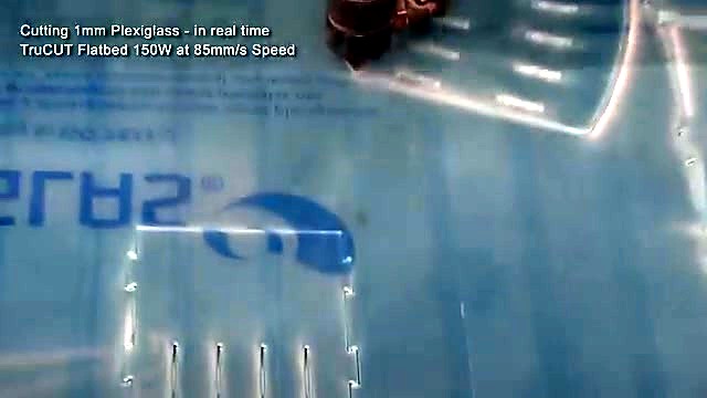 Blue PLEXIGLAS film under nozzle with cut spark (SKU ask)