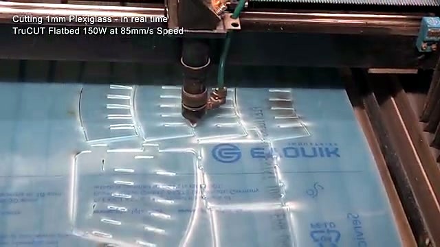 Parallel slots cut in blue-masked acrylic (SKU ask)