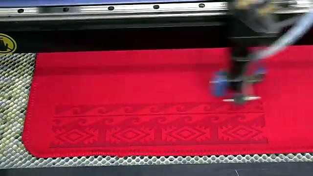 Geometric pattern mid-engrave on fleece (SKU ask)