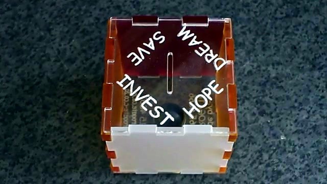 Finished multi-colour Harrogate money box (SKU ask)