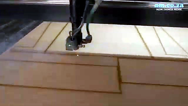 CLEAR TruCUT head cutting nested Supawood panels (SKU ask)