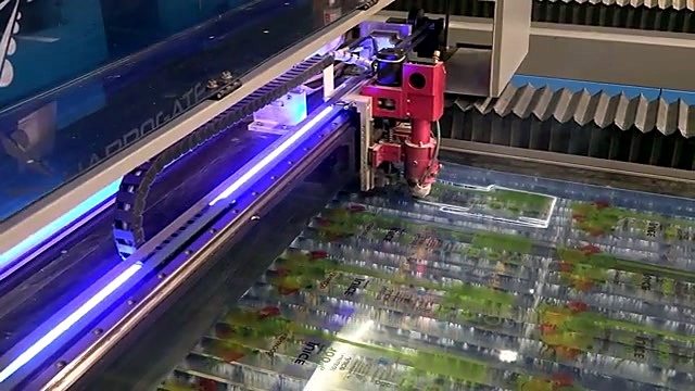CLEAR TRUCUT red head + blue LED cutting printed Kenwood plexiglas (SKU ask)