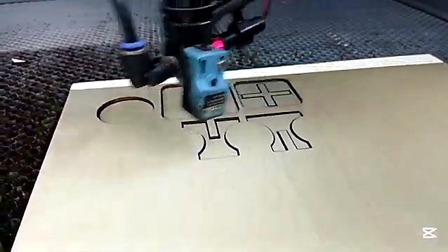 Blue head cutting wood on honeycomb (SKU ask)