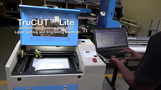 CLEAR TruCUT Lite 400×300 40W overlay on open body (SKU ask)