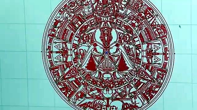 Star Wars Aztec calendar red vector design with Darth Vader center (SKU ask)